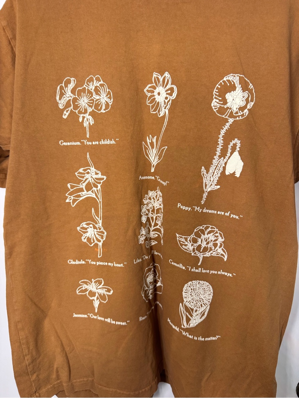 Obey Brown Short-Sleeve Tee with White Botanical Prints